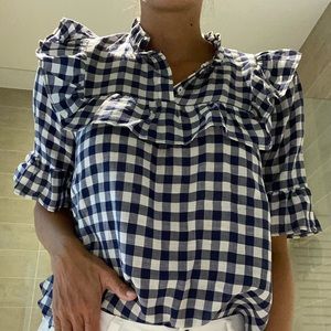 Navy and white Zara top